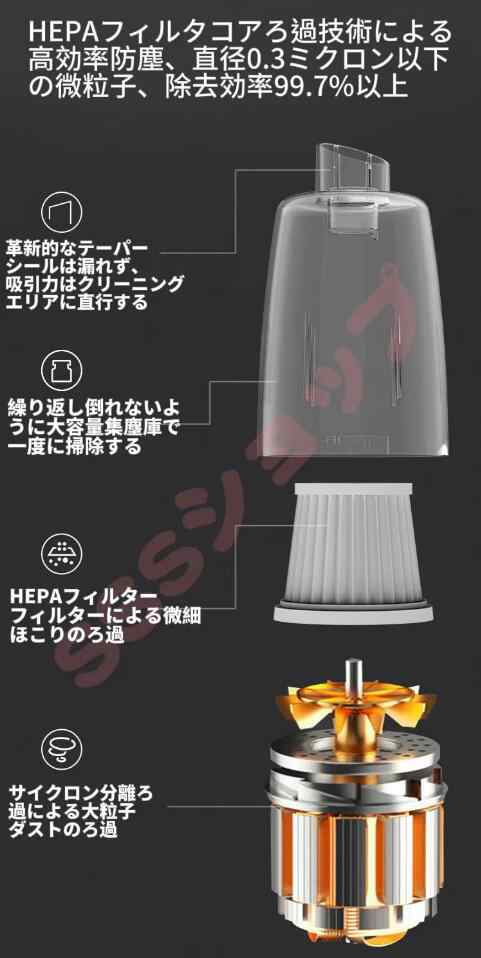 掃除機 コードレス掃除機 クリーナー 車用掃除機 充電式 ハンディクリーナー スティック型 サイクロン式 サイクロンクリーナー 強力吸引 ハンディクリーナー本体