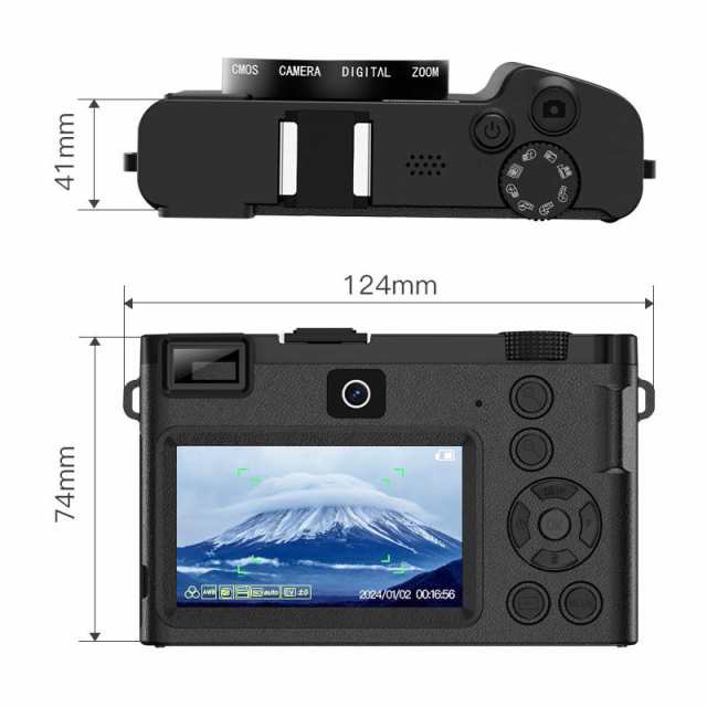 デジタルカメラ 5K WiFi機能 デジカメ 18倍ズーム 6400万画素 高