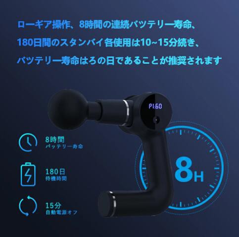 マッサージガン 25段階パワー調節 4種類アタッチメント 筋膜リリース