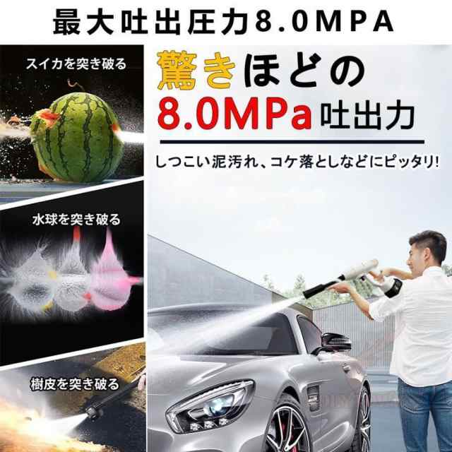 高圧洗浄機 コードレス 2025強化版 洗車機 軽量 充電式 8MPa 6IN1
