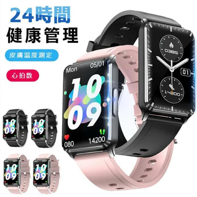 角型?スマートウォッチ 血圧測定 心電図 血中酸素 日本製センサー LINE 健康管理 心拍数 着信通知 iPhone Android 睡眠モニタリング 腕時計 運動モードの通販は 8,865円