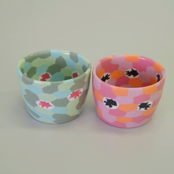 八戸窯 練り上げ技法 湯呑 金魚柄 2個セット(商品コード:arita_cup_002)