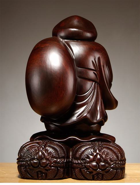 黒檀 木彫 大黒天 福の神 鎮宅辟邪 手作り招財開運 置物 精密細工 工芸品