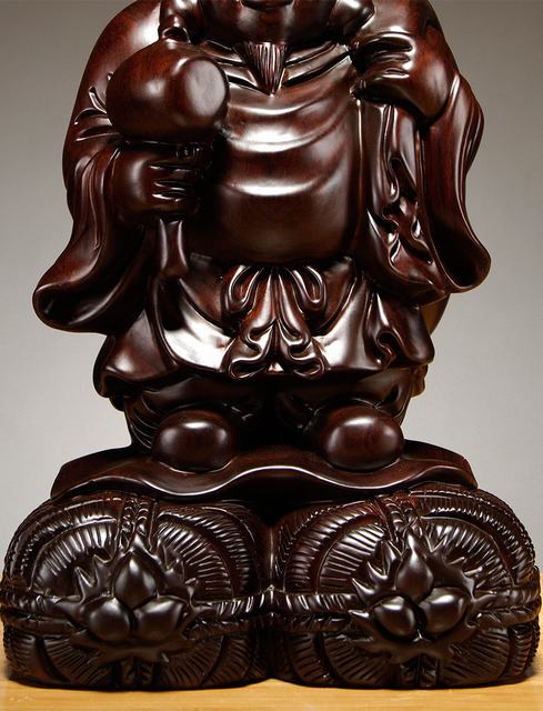 黒檀 木彫 大黒天 福の神 鎮宅辟邪 手作り招財開運 置物 精密細工 工芸品