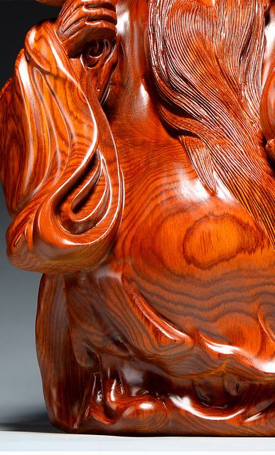 木彫仏像 七福神 置物 福禄寿 木像 木製フィギュア 黄花梨 花梨木 高級天然カリン材 神像 仏像コレクション 木彫り置物 (高さ：15cm)