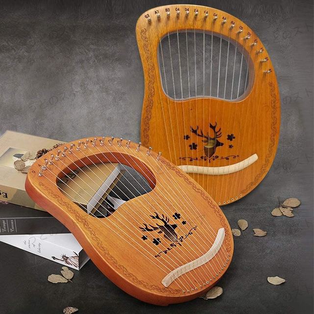 金属 ポータブルハープ 1個 リラハープ 16弦 マホガニーボディ 弦楽器 1個