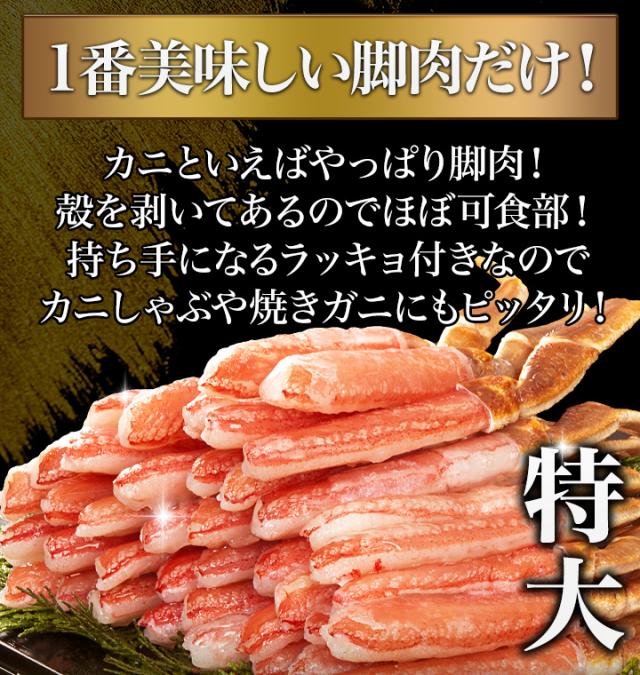 かに カニ 蟹 快適生活 ポーション ずわいがに 生 特大絶品お刺身用本ズワイガニ脚剥き身 総重量:約1kg(正味800g) カニ鍋 かにしゃぶ_5