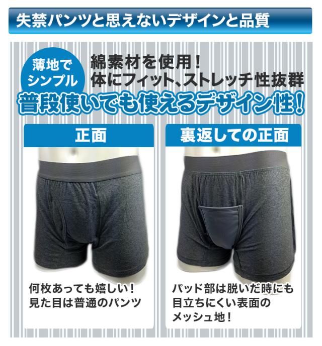 快適生活 失禁「さわやかボクサーパンツ」12枚 尿漏れ対策 漏れない 下着 メンズ M L LL 汗 尻汗 残尿 ズボンへのシミ防止 エチケット_5