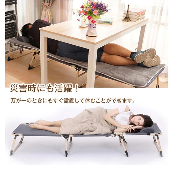 ベッド 寝具 アウトドア 軽量 コンパクト 折り畳み 枕 大人 寝台 マットレス 快適生活 4段階リクライニング「折畳みベッド」グレー ネイビー_9