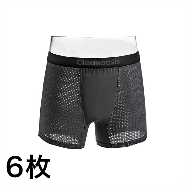 快適生活 超爽やか！「メッシュ失禁ボクサーパンツ」6枚 尿漏れ対策 漏れない 下着 メンズ M L LL 汗 尻汗 残尿 ズボンへのシミ防止 エチケット