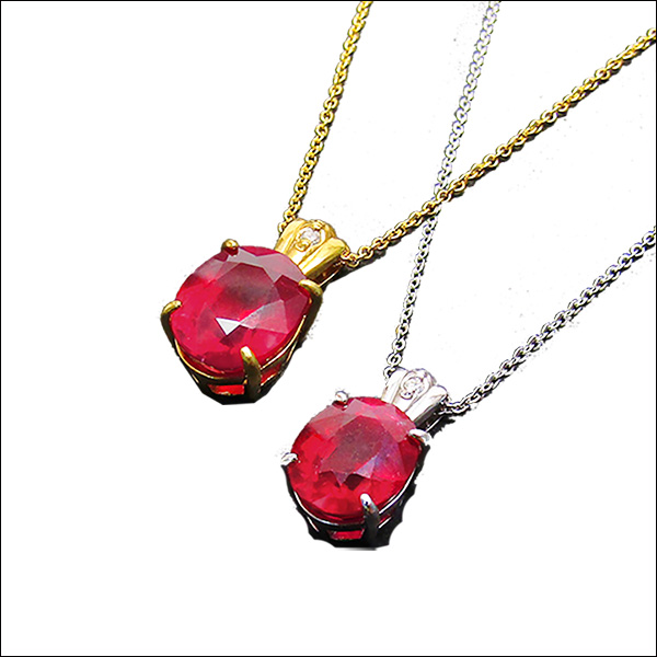 特大天然ルビー 3.00ct ネックレス K18 ルビー メレダイヤモンド