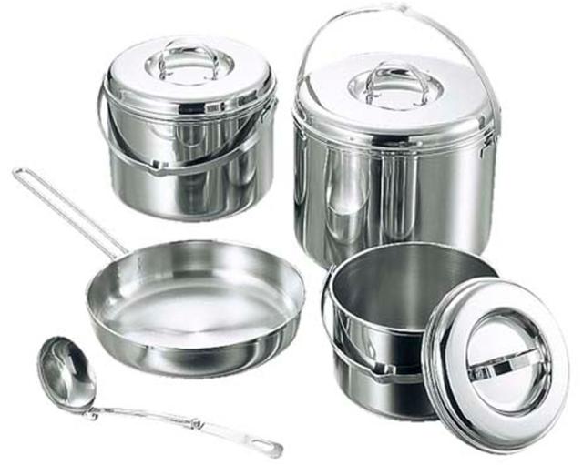 キャプテンスタッグ CAPTAIN STAG アウトドア 3層鋼キャンピングクッカーLセット バッグ付  M-8601  M8601