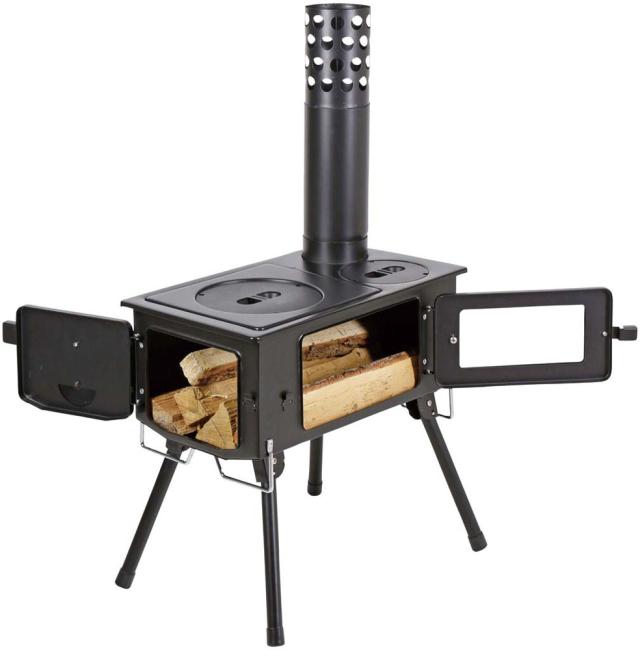 キャプテンスタッグ CAPTAIN STAG アウトドア KAMADO かまど 煙突 ガラス窓付 角型ストーブ  UG0075_1