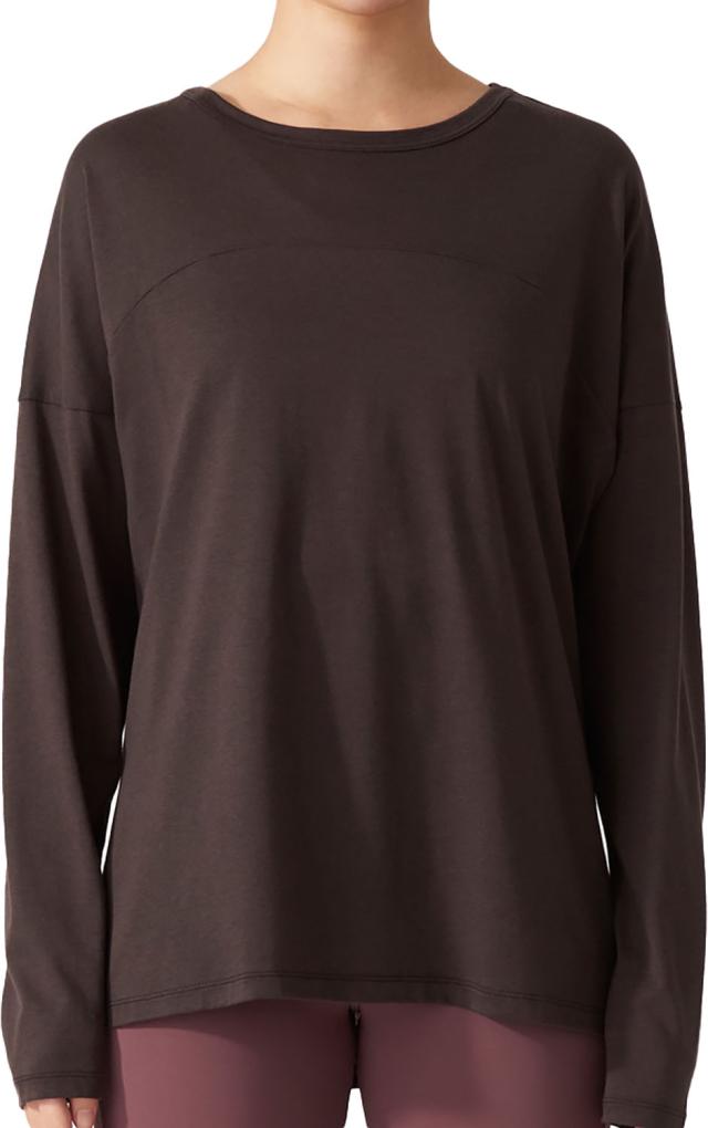 リアルストーン RealStone ロングスリーブトップ 日本製 ヨガ ピラティス トレーニング ジム フィットネス 宅トレ ウエア ゆったりシルエット 丈長め シャツ ドルマンスリーブ 光沢感  RFC029TS