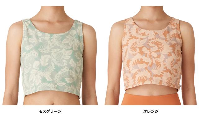 リアルストーン RealStone ミディアムトップ レディース ヨガ ジム ピラティス トップス デイリー ウォーキング リーフ柄 柄物 着心地   RSL597T