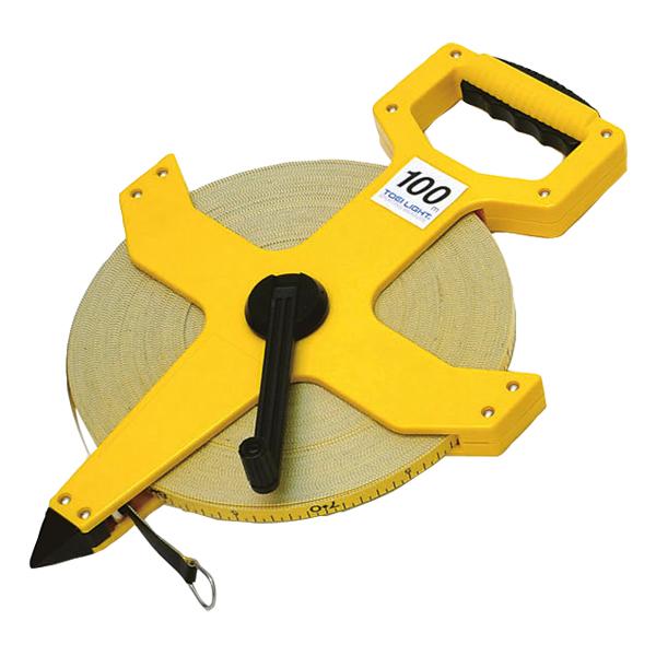 トーエイライト TOEI LIGHT 巻尺 KL-100M スタンダード 黄 イエロー メジャー グラスファイバー 塩ビ 2mm目盛 5mm目盛 100m グラウンド 100m走 50m走 トラック  G1183