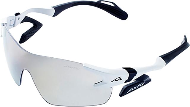 エアフライ Airfly 鼻パッドのないスポーツサングラス AF-301 C-2 Lサイズ WHITE MATT ブラックマット 反射防止コート UVカット 熱中症対策 ワイドレンズ  AF301C2L