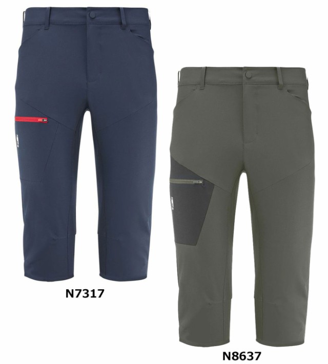 ミレー MILLET アウトドア ワナカ ストレッチ 3/4 パンツ メンズ ボトムス ストレッチパンツ 軽量 速乾性 スリム 春夏 ウェア ショート丈 ストレート 耐久性 伸縮性 ポケット   MIV10350
