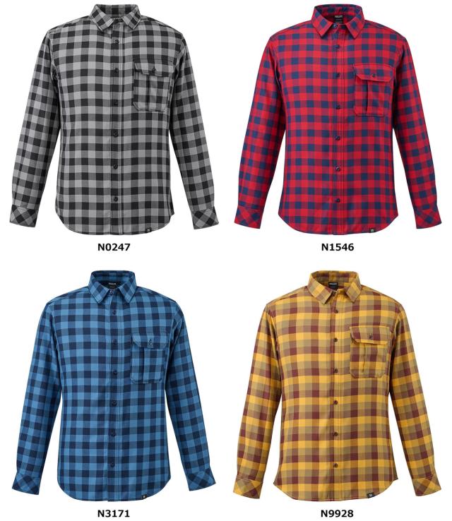 ミレー MILLET アウトドア THERMO CHECK SHIRT LS M 長袖シャツ ロングスリーブ トップス ウェア 保温性 速乾性 軽量性 秋 冬 フランネル 胸ポケット 登山  MIV03136