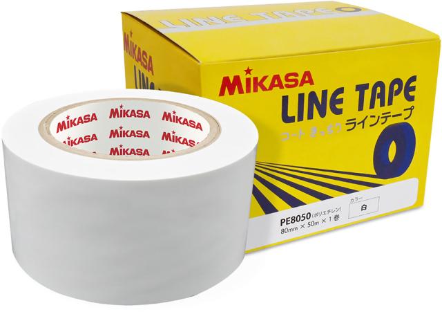 ミカサ MIKASA ラインテープ 白 伸びないタイプ 8cm幅 1巻入 フットサル用 伸縮なし 直線 学校 体育 授業 クラブ 部活 ACLTPE8050
