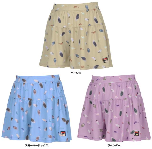 フィラ FILA テニス キュロットパンツ レディース ウェア テニスウェア バックホールメッシュ フェザープリント 羽 フェザー柄 吸水 吸湿 速乾 UV 部活 練習 トレーニング  VL2913の通販は