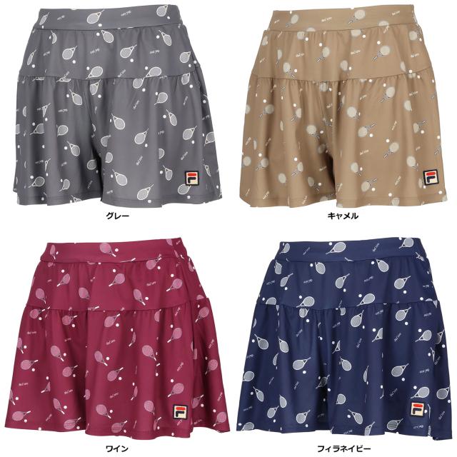 フィラ FILA テニス キュロットパンツ レディース ウェア テニスウェア バックホールメッシュ テニスラケットプリント 吸湿 吸水 速乾 UV 部活 練習 トレーニング VL2951の通販は
