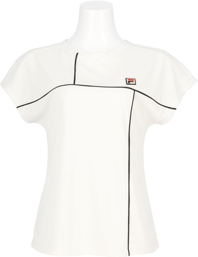 フィラ FILA テニス ゲームシャツ レディース ウィメンズ 女性 大人 半袖 Tシャツ レディースウェア サーマルスキン素材 汗冷え防止 リズミカル パイピング 立体感 部活 クラブ  EL0220