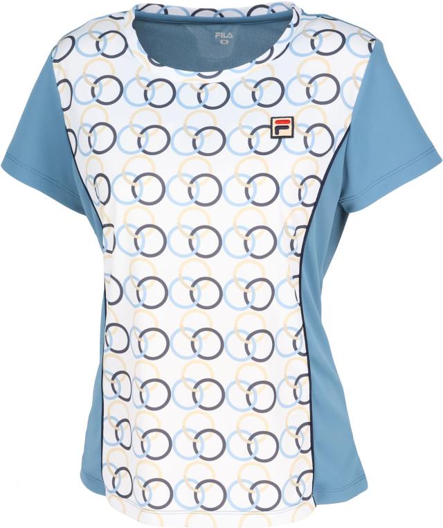 フィラ FILA テニス ゲームシャツ ウェア レディース ウィメンズ 女性 大人 半袖 Tシャツ トップス ウェア ロゴ スッキリ ギャザー 部活動 クラブ サークル スクール チーム  EL0201