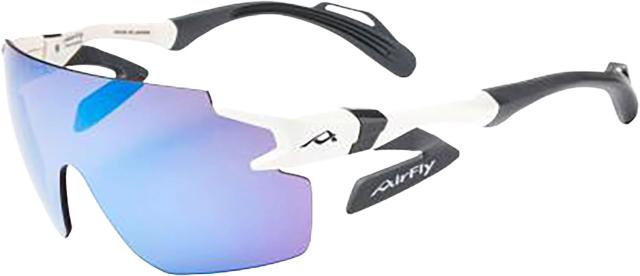エアフライ Airfly 鼻パッドがないスポーツサングラス AF-302 C-5WP パールホワイト偏光ブルーピンクミラーワイドプロテクトレンズ装着  AF302C5WP