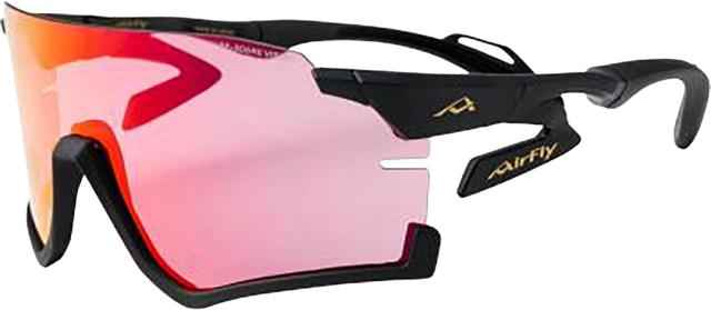 エアフライ Airfly 鼻パッドがないスポーツサングラス AF-306 C-2RE ブラックマット ピンクミラーシリンダーレンズ装着   防曇加工・撥水加工   AF306C2