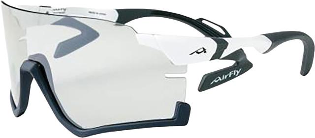エアフライ Airfly 鼻パッドがないスポーツサングラス AF-306 C-3RE ホワイトマット 調光シルバーレンズレンズ装着  AF306C3