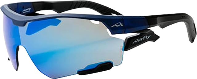 エアフライ Airfly 鼻パッドがないスポーツサングラス AF-30X C-3 ブルーマット スポーティシェイプ 7 カーブブルーミラー レンズ装着  AF30XC3