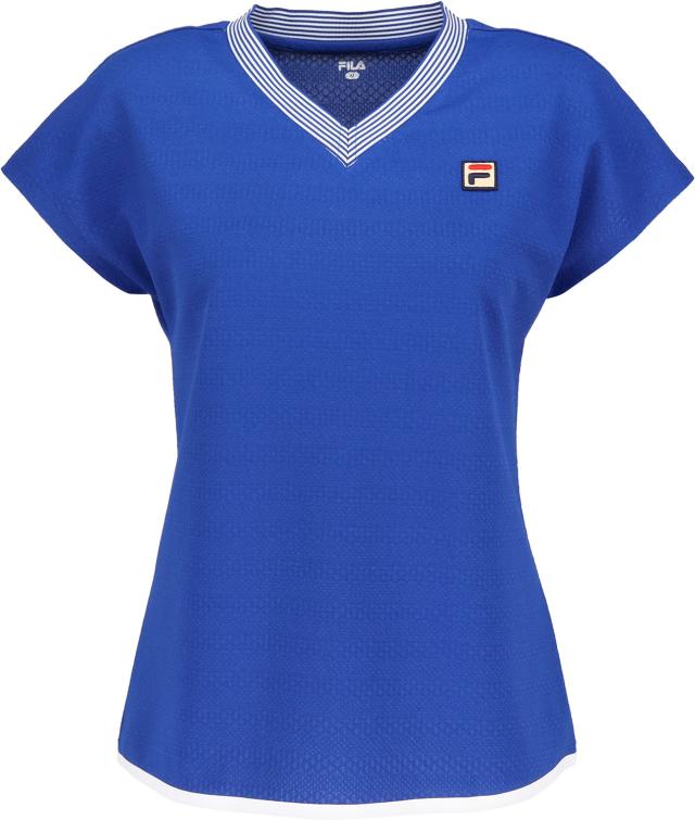 フィラ FILA テニス ゲームシャツ テニスウェア トップス 半袖 レディース ウィメンズ 女性 吸水速乾 UVカット Vネック 紫外線対策 春夏 試合 練習 部活動 クラブ スクール CZ6SGW032