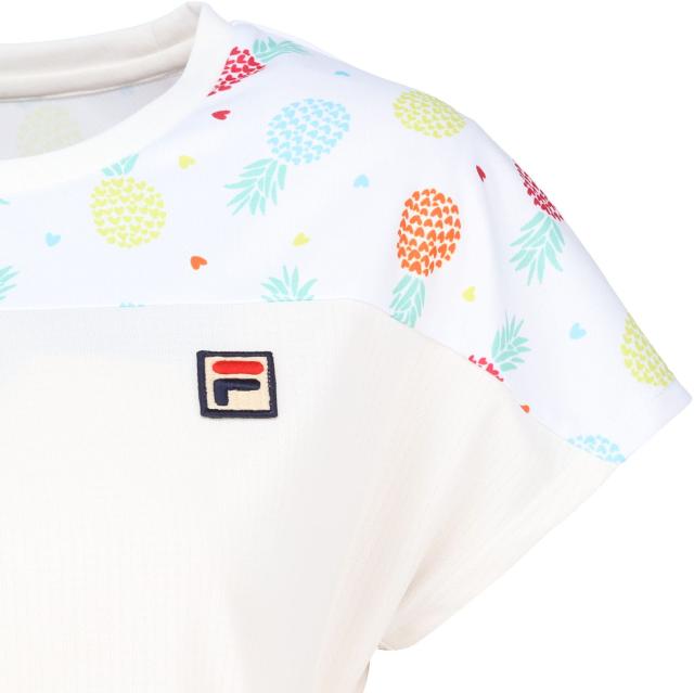 フィラ FILA テニス ゲームシャツ レディース ウィメンズ 女性 テニスウェア Tシャツ トップス 半袖 メッシュ 吸水 速乾 UVカット 汗染み防止 総柄 ワッフル 春夏 涼しい CZ6SGW007_13