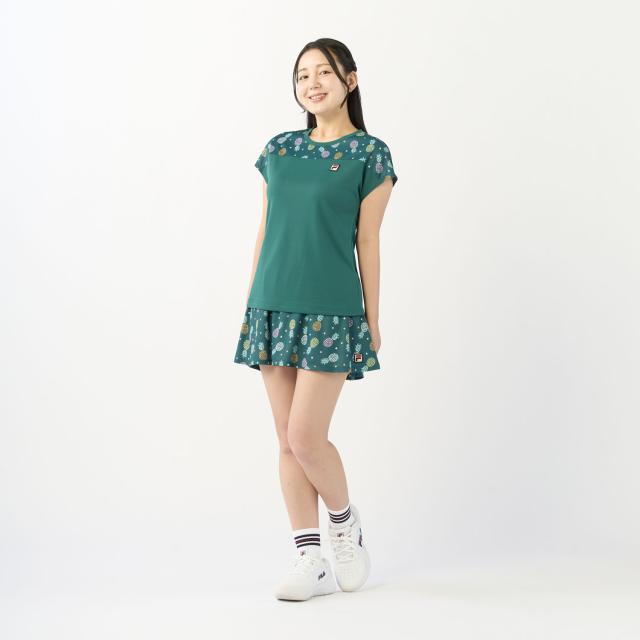 フィラ FILA テニス ゲームシャツ レディース ウィメンズ 女性 テニスウェア Tシャツ トップス 半袖 メッシュ 吸水 速乾 UVカット 汗染み防止 総柄 ワッフル 春夏 涼しい CZ6SGW007_6