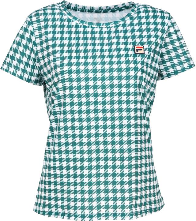フィラ FILA テニス ゲームシャツ レディース ウィメンズ 女性 テニスウェア Tシャツ トップス メッシュ 吸水 速乾 UVカット 高機能 ドライ ギンガムチェック 総柄 涼しい CZ6SGW013
