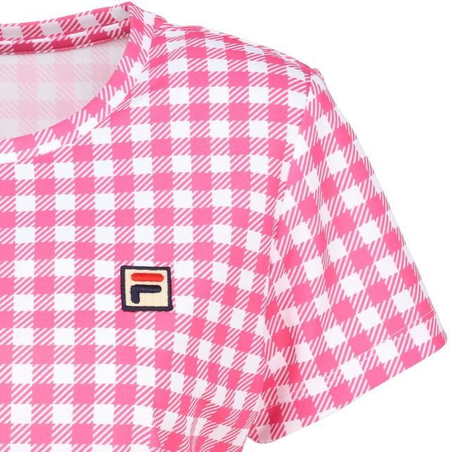 フィラ FILA テニス ゲームシャツ レディース ウィメンズ 女性 テニスウェア Tシャツ トップス メッシュ 吸水 速乾 UVカット 高機能 ドライ ギンガムチェック 総柄 涼しい CZ6SGW013_11