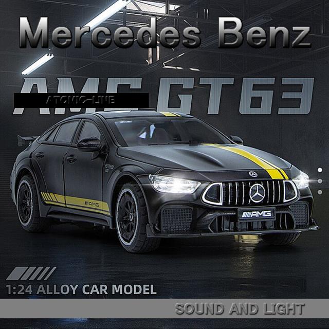 メルセデスベンツ AMG GT63 4ドアクーペ 1/24 ミニカー 全2色 ライト点灯 エンジンサウンド 合金モデル 模型 ジオラマ