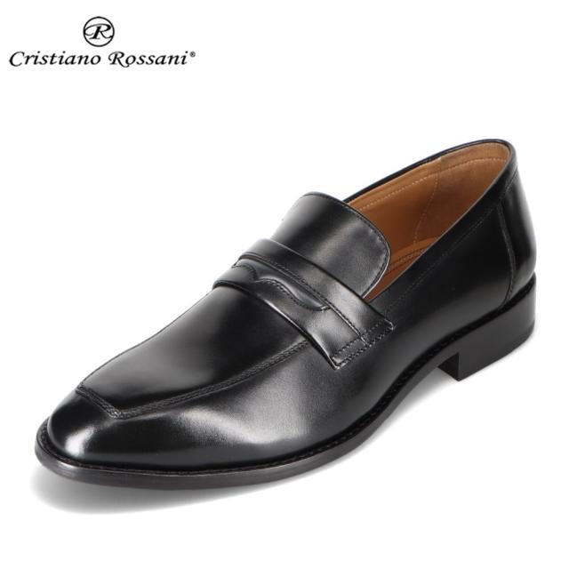 クリスチアーノ・ロザーニ Cristiano Rossani CRA3202 3E相当 ビジネスシューズ 革靴 ローファー レザー 牛革 通気性 防滑 滑りにくい 通勤 オフィス仕事 結婚式 冠婚葬祭 式典 ブラック