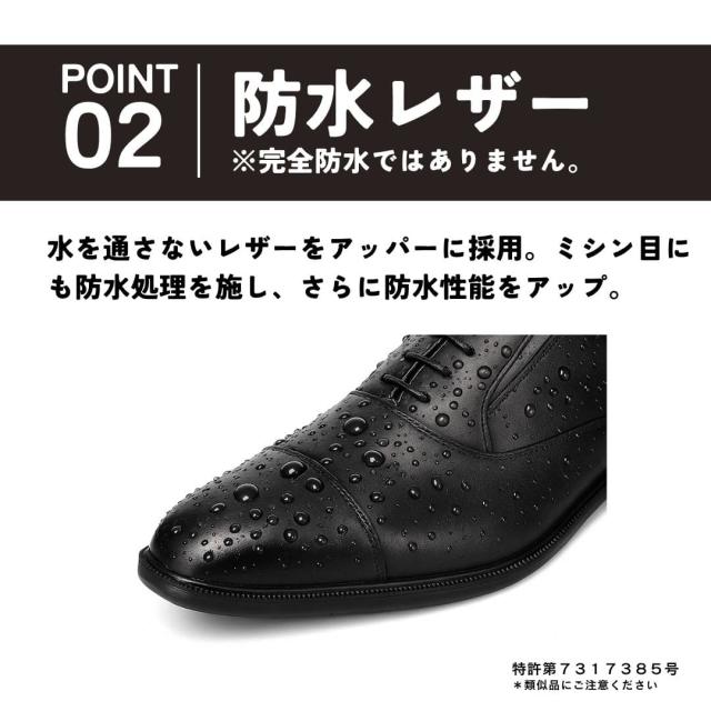 ハイドロテック HYDRO TECH スパットシューズ＜内羽根ストレートチップ＞（ビジネスタイプ)本革 幅広 3E 防水【24.5cm〜28.0cm】