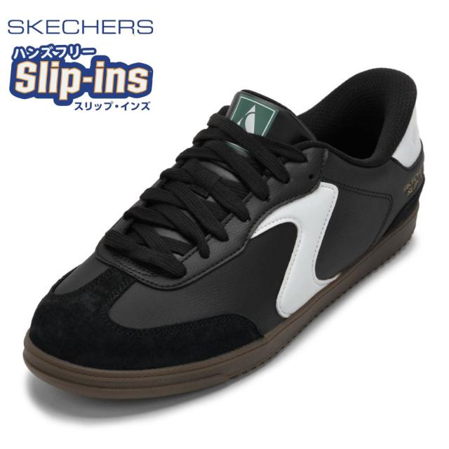 スケッチャーズ SKECHERS 254154W メンズ靴 靴 シューズ 4E スニーカー ハンズフリー スリップインズ クッション性 HOTSHOT - RELEGATE レザー ワイド ローカットスニーカー 人気 ブランド ブラック×ホワイト