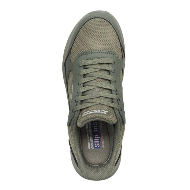 スケッチャーズ SKECHERS 118416 メンズ靴 靴 シューズ 2E スニーカー 軽量 クッション性 ハンズフリー スリップインズ 通気性 メッシュ BOBS SQUAD 4-CRUCIAL ローカットスニーカー 人気 ブランド オリーブ_5