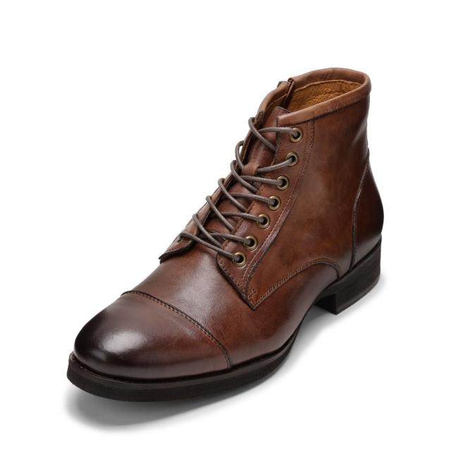 ラウディ RAUDi R-53203 メンズ靴 靴 シューズ E ブーツ ショート ファスナー ジッパー チャック レースアップ チャンキーソール クラシック モダン ブラウン