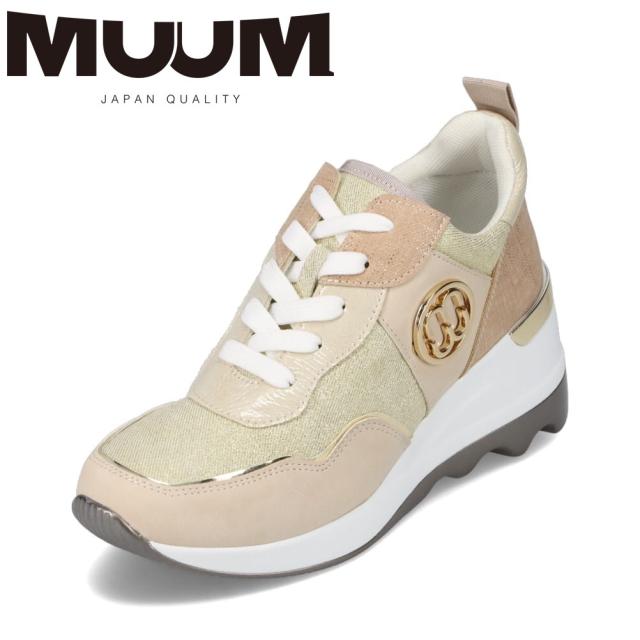 ローカットスニーカー レディース 低反発 クッション メタルパーツ キレイめ 歩きやすい ゴールド ムーム MUUM MU2101 レディース靴 靴 シューズ 2E相当 の通販は