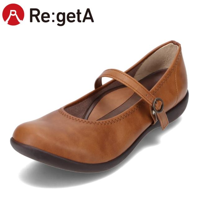 ストラップシューズ レディース フラットシューズ リゲッタシューズ 日本製 コンフォート シンプル 歩きやすい 疲れにくい リゲッタ ReGetta R-2361 キャメル 靴 シューズの通販は