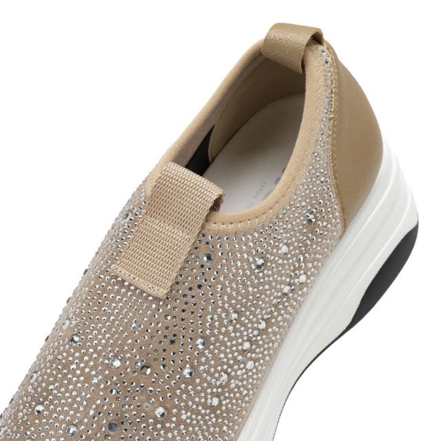 ムーム MUUM MU4101 レディース靴 靴 シューズ スニーカー スリッポン 厚底 ストレッチ ラインストーン ビジュー ラメ キラキラ グリッター ローカットスニーカー エレガント きれいめ ベージュ ムーム MUUM MU4101 レディース靴 靴 シューズ スニーカー スリッポン