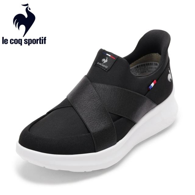 ルコックスポルティフ le coq sportif LU5SSN21LZ レディース靴 靴 シューズ 3E スニーカー スリッポン ランニングシューズ LCS マルヌ ダブルベルトスリッポン SI 軽量 消臭 さっと履ける ローカットスニーカー ゴム 屈曲性 ブラック×ホワイト