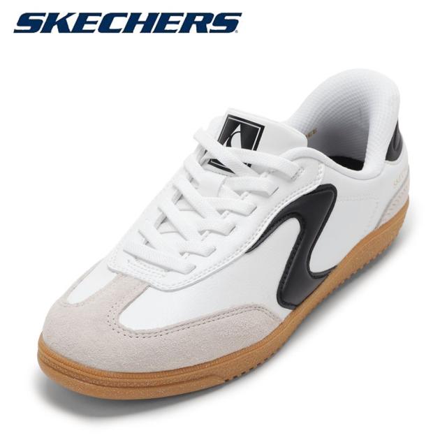 スケッチャーズ SKECHERS 185322W 4E スニーカー スリップインズ コート シューズ ハンズフリー クッション性 HOTSHOT-PERFECT スエード ストレッチ ローカットスニーカー 人気 ブランド ホワイト×ブラック