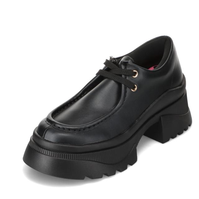 ローズファンファン ROSE FAN FAN RF-704A レディース靴 靴 シューズ 2E カジュアル レースアップ マニッシュ シューズ 厚底 ボリュームソール チャンキーソール 外羽根 トラッド モード ブラック