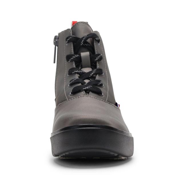ルコックスポルティフ le coq sportif LU5SRS04LZ レディース靴 靴 シューズ 3E スニーカー レイン シューズ ブーツ 防水 軽量 ショート ミッドカット 雨 晴雨兼用 LCS テルナ III MID R ファスナー ジッパー チャック 屈曲性 厚底 グレー×ブラック_2
